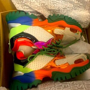 Steve Madden Thrilling Coral Multicolored Bling Low Top Sneakers.